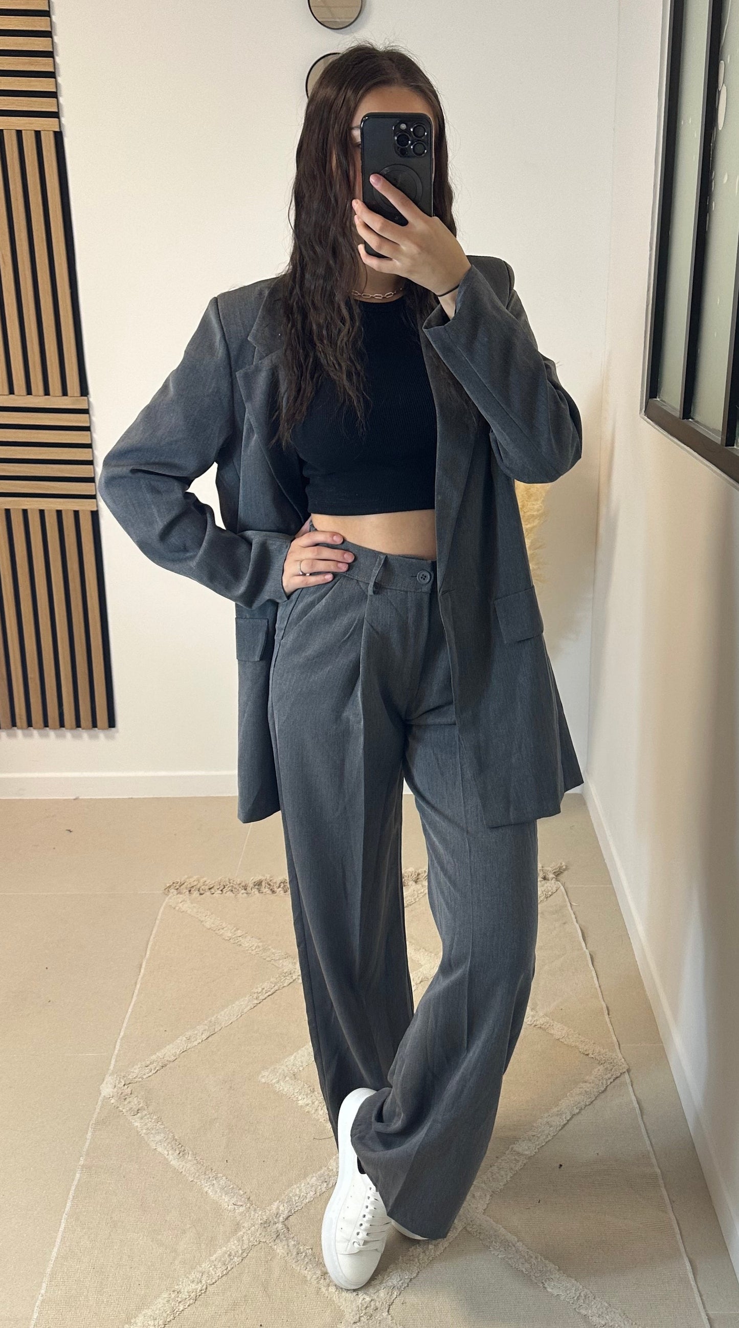 Ensemble blazer oversize gris