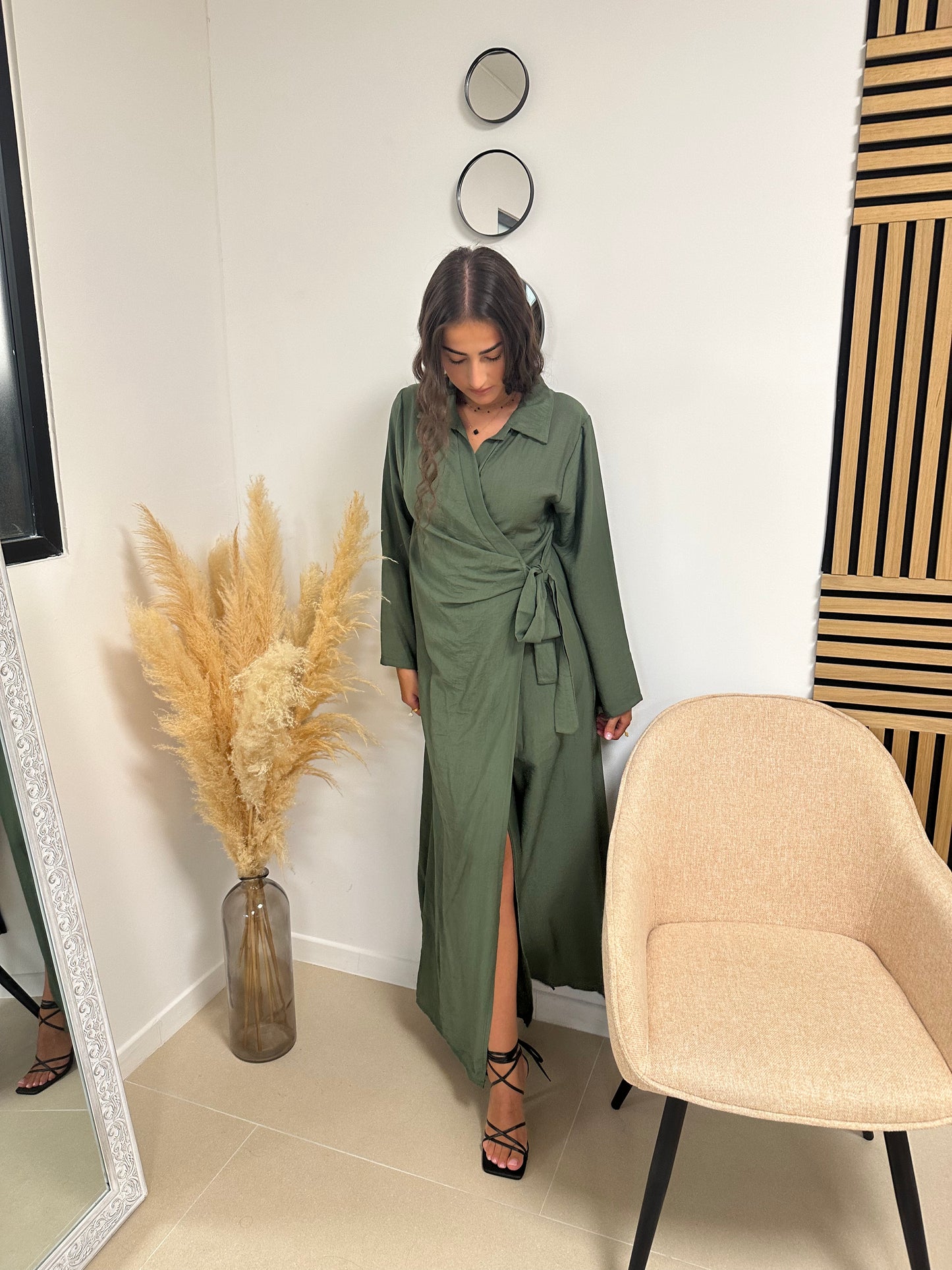 Robe longue cache cœur nouée
