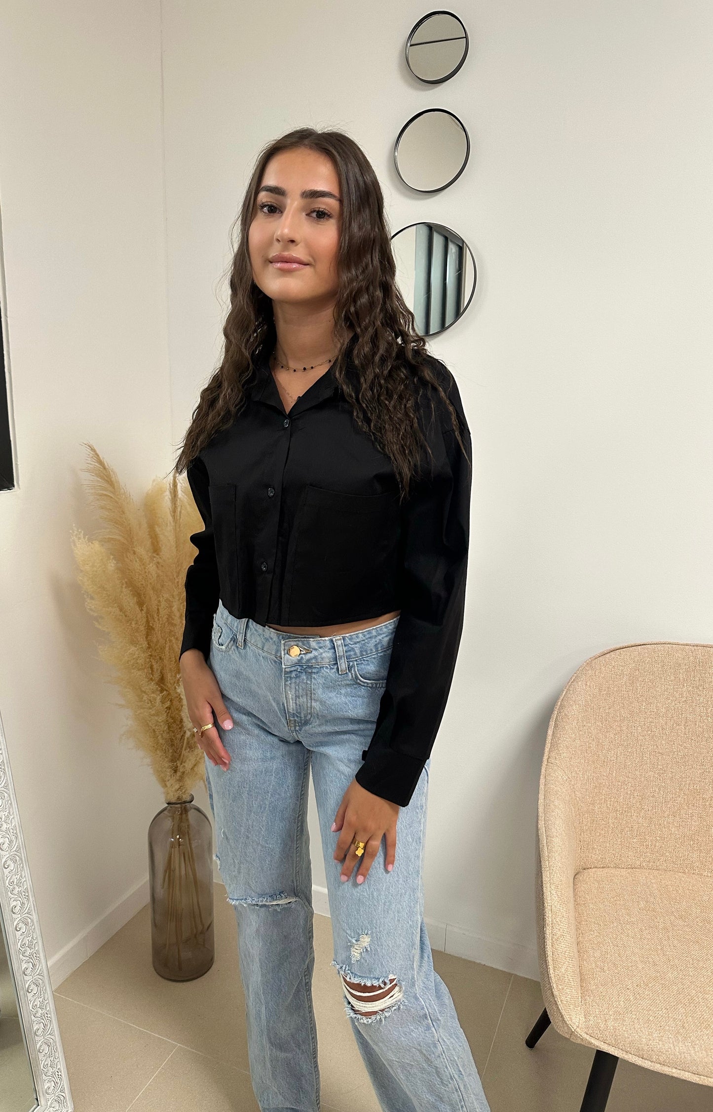 Chemise courte avec poche
