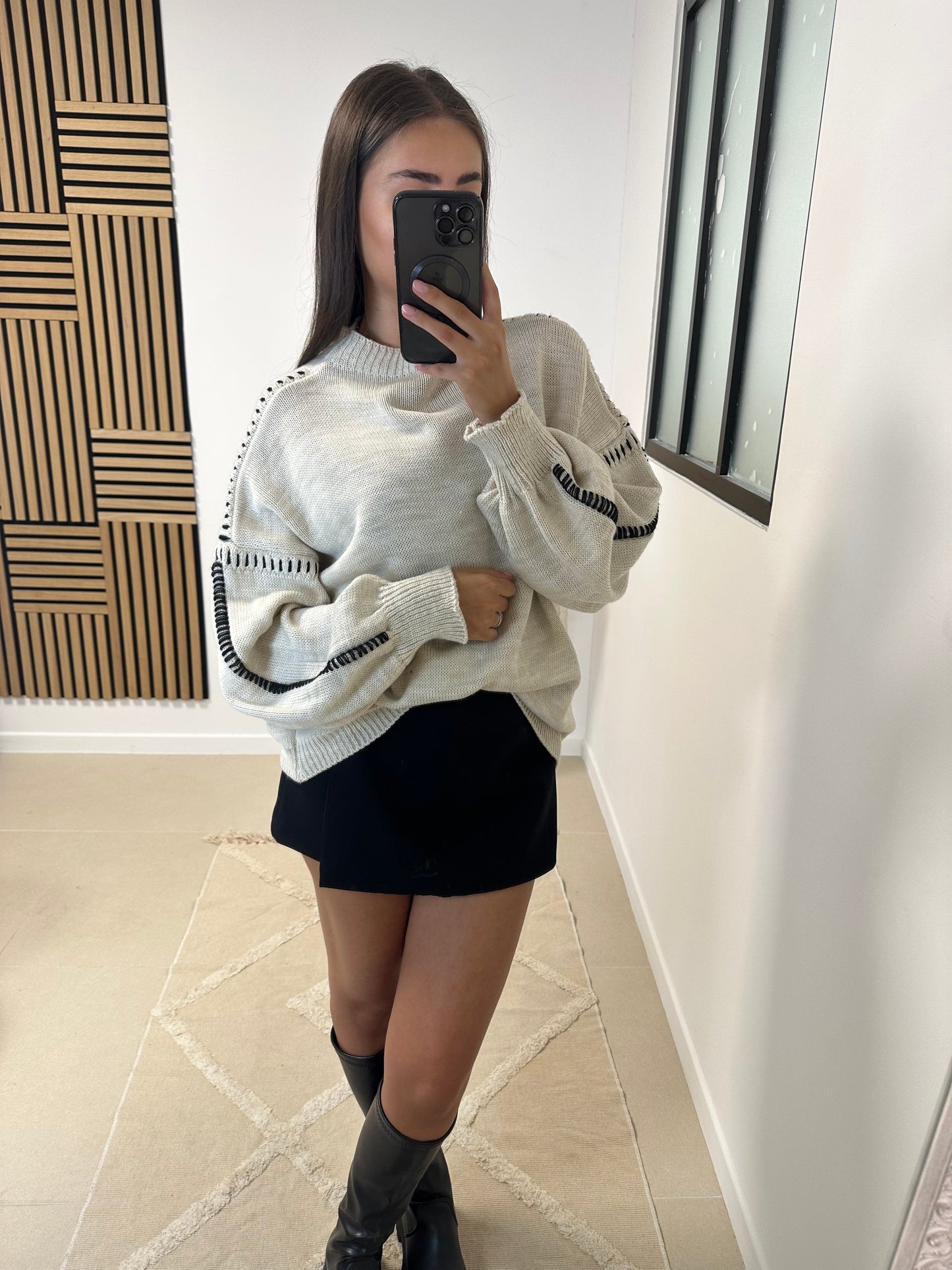 Pull couture beige