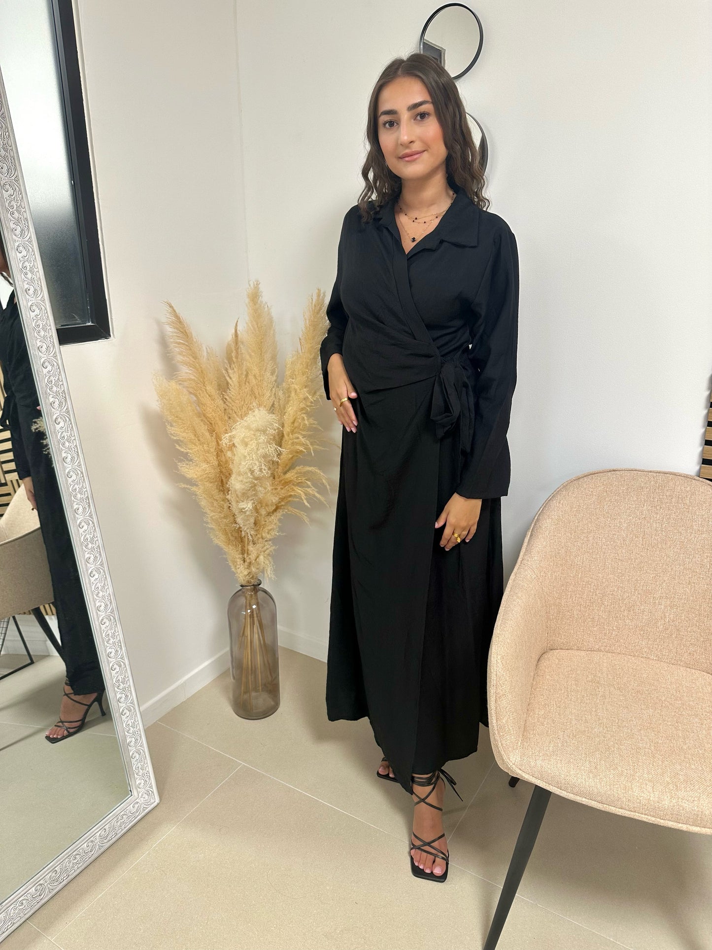 Robe longue cache cœur nouée