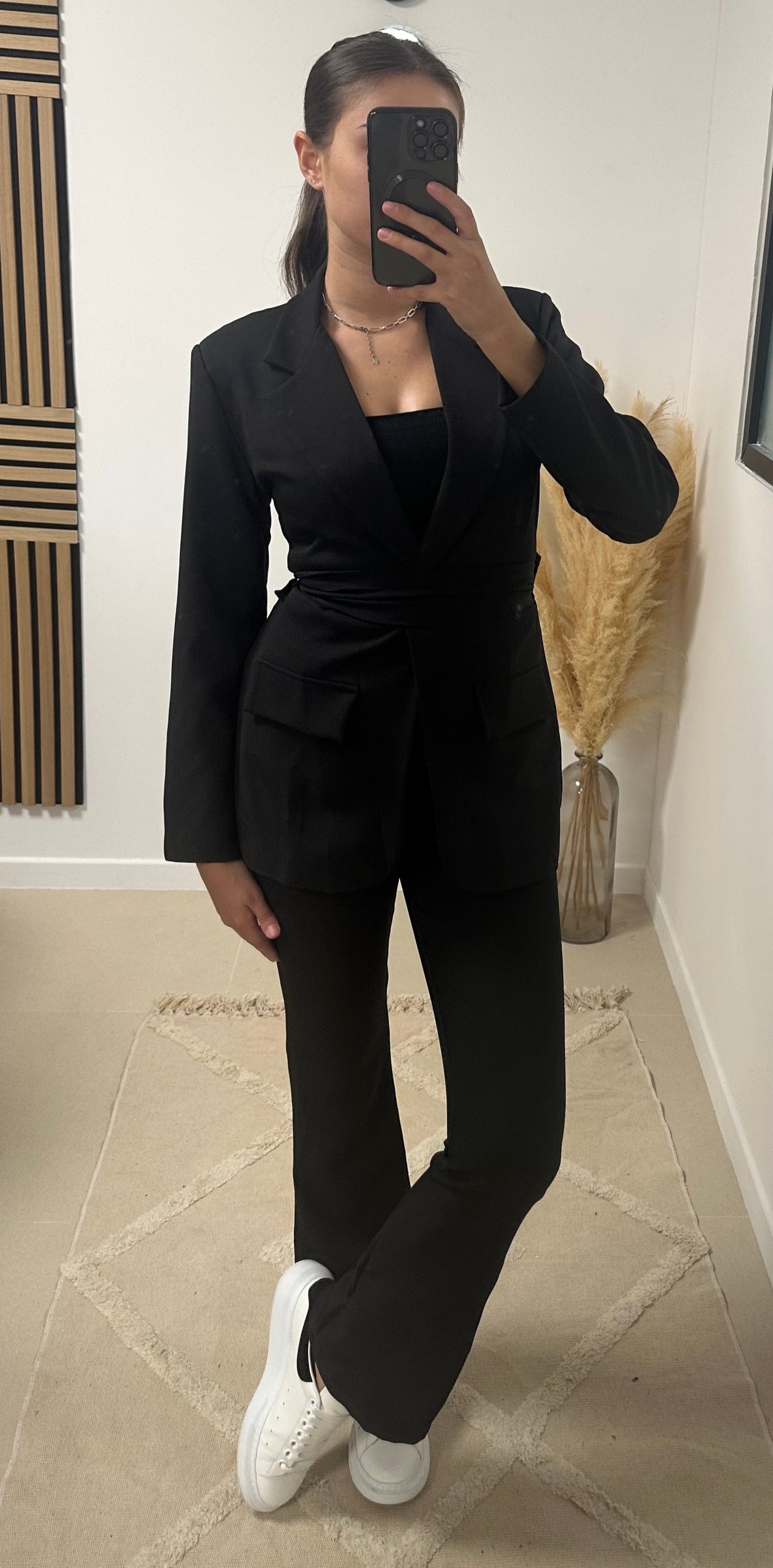 Ensemble blazer ceinture noir