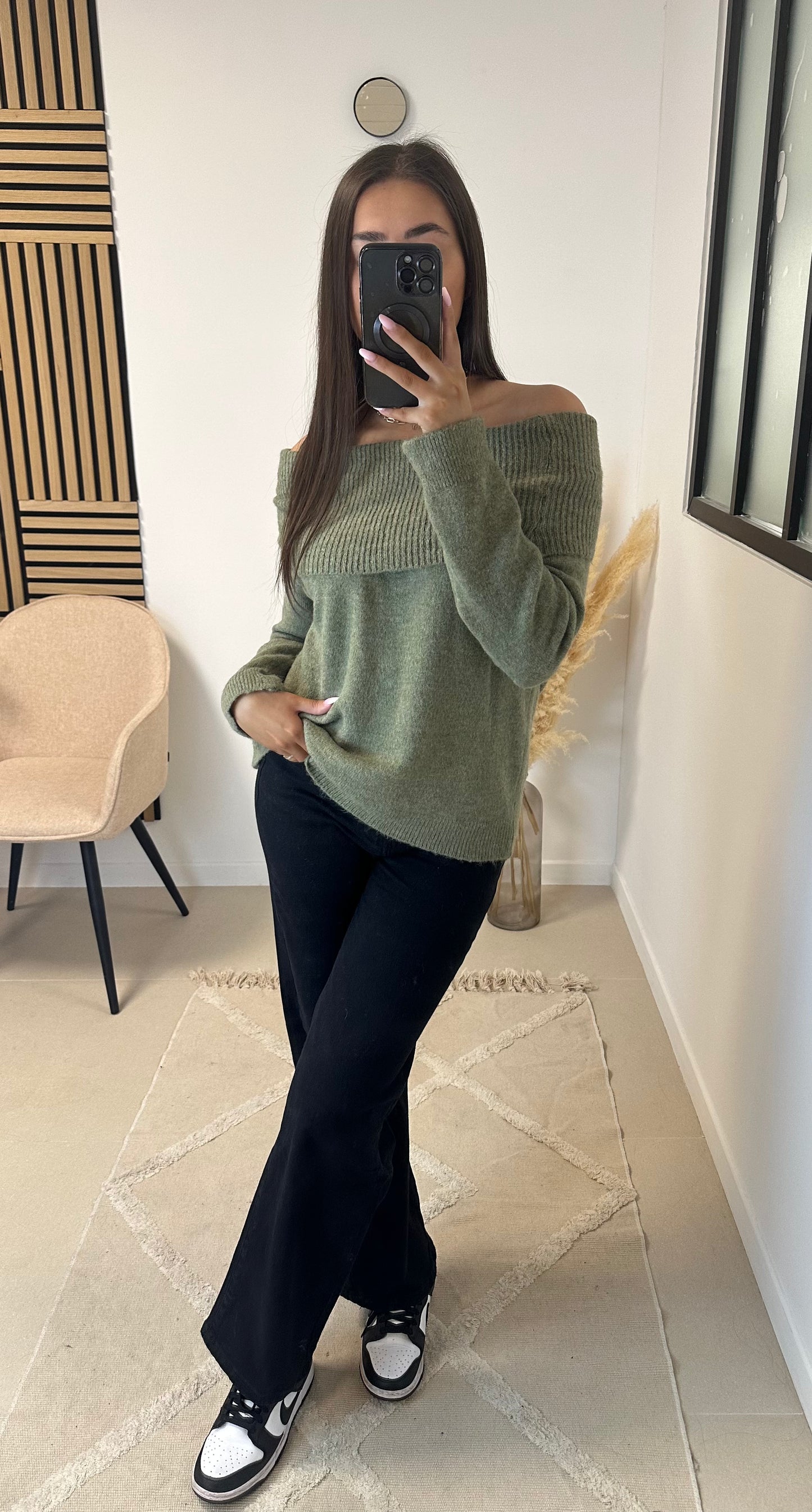 Pull bandeau kaki clair
