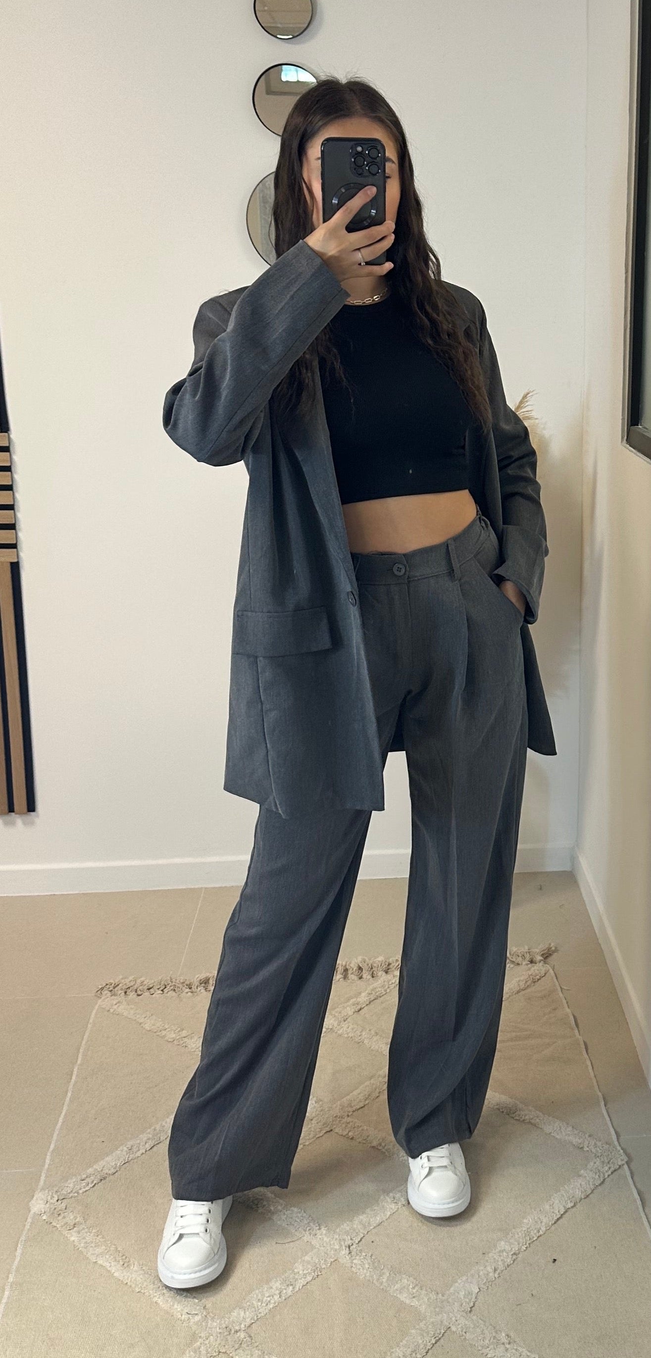 Ensemble blazer oversize gris