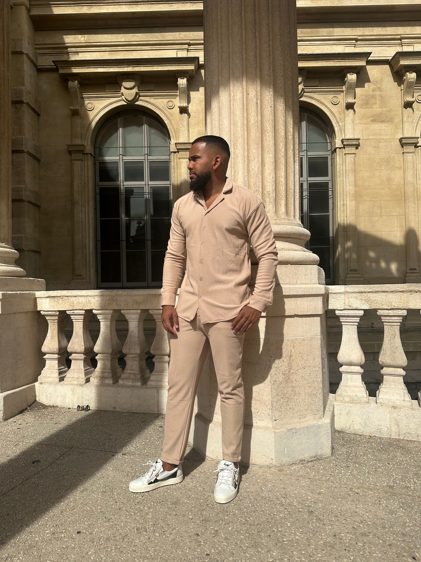 Pantalon côtelé beige