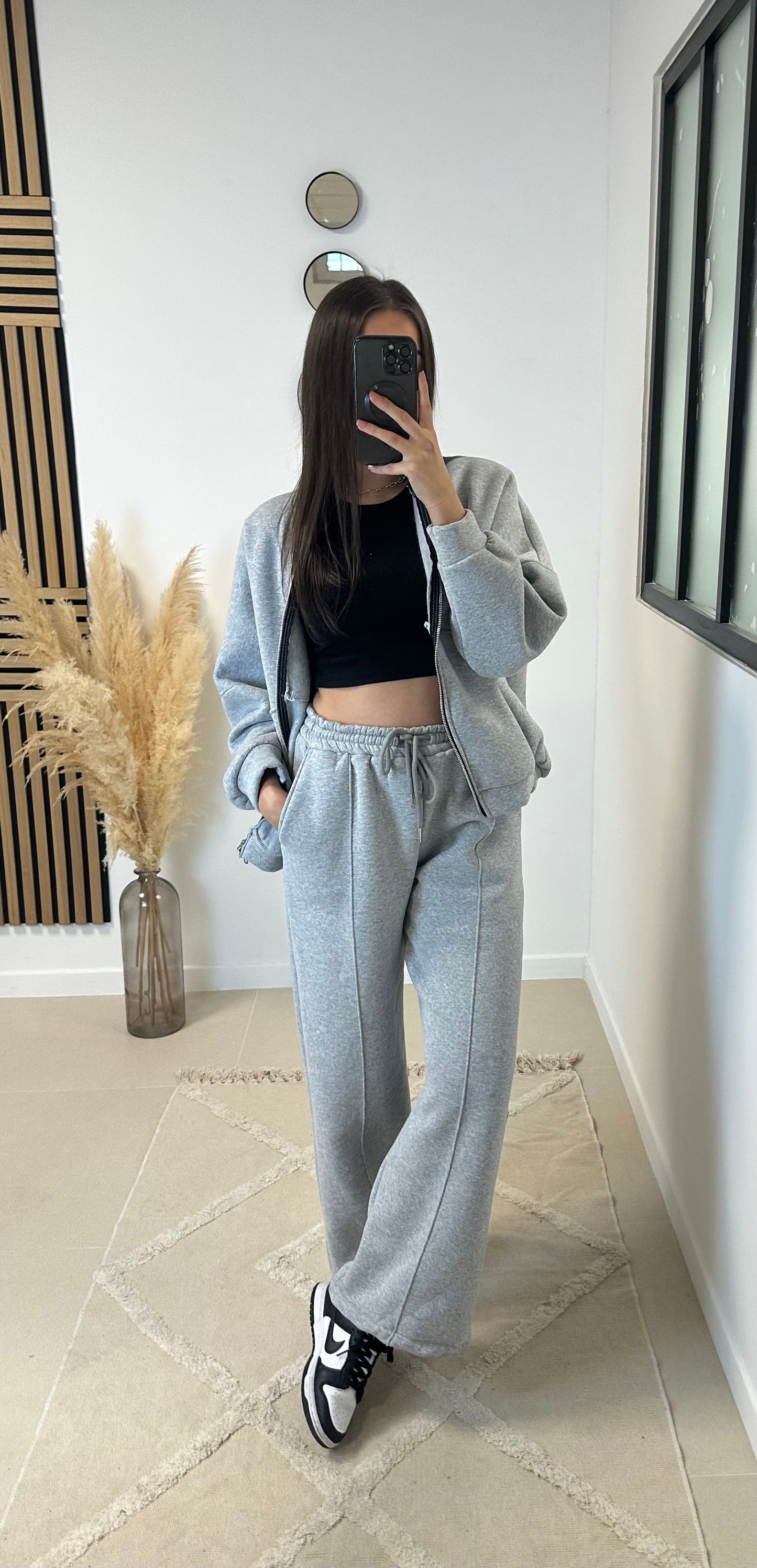 Ensemble jogging zip gris