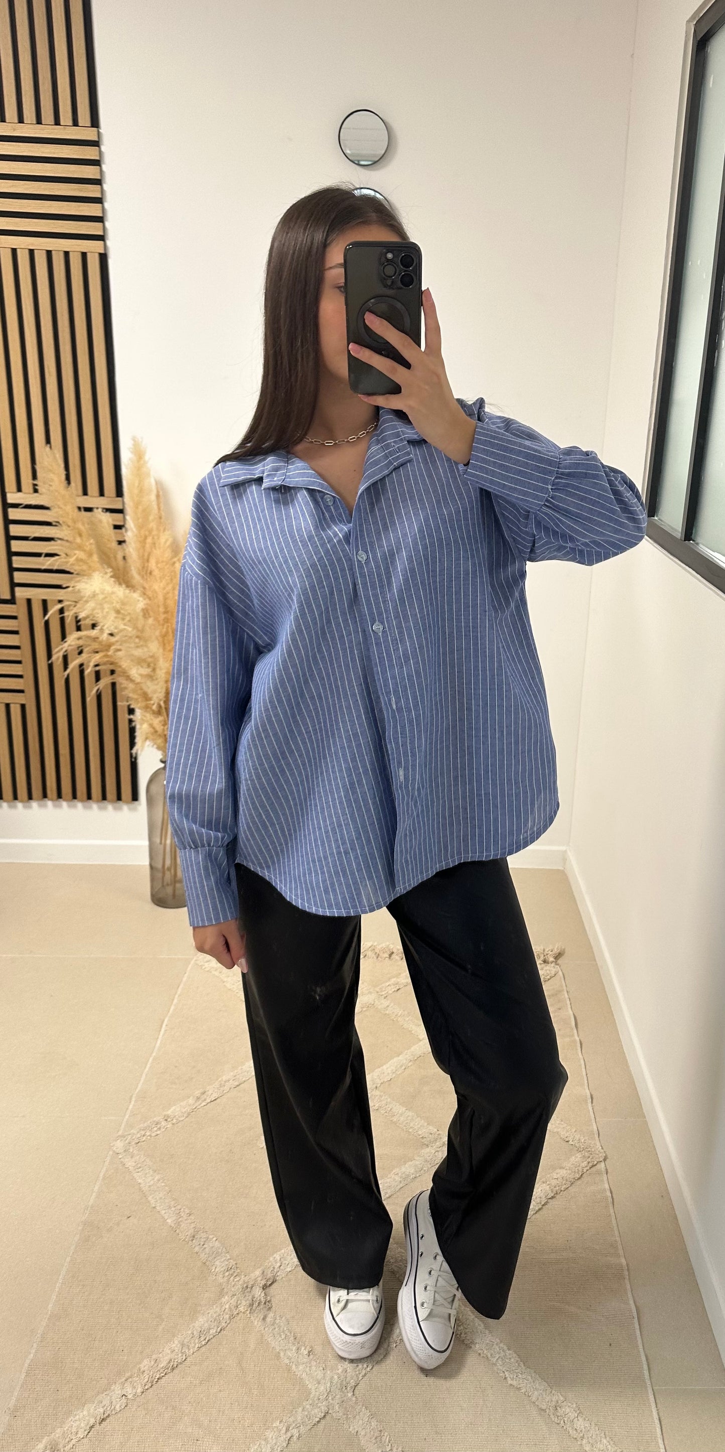 Chemise bleu rayé oversize