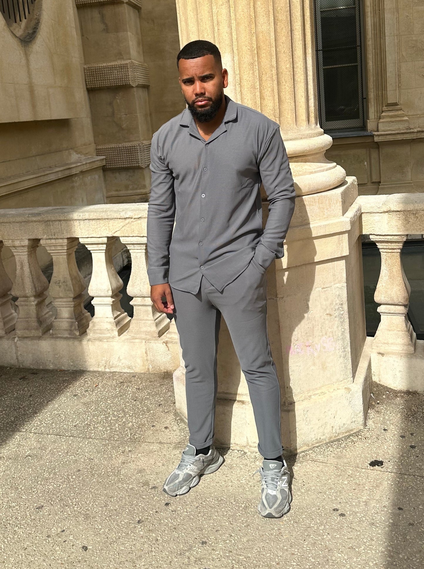 Chemise côtelé grise