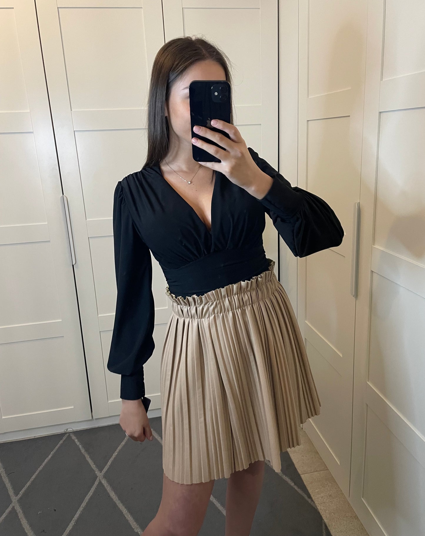 Jupe plissée beige