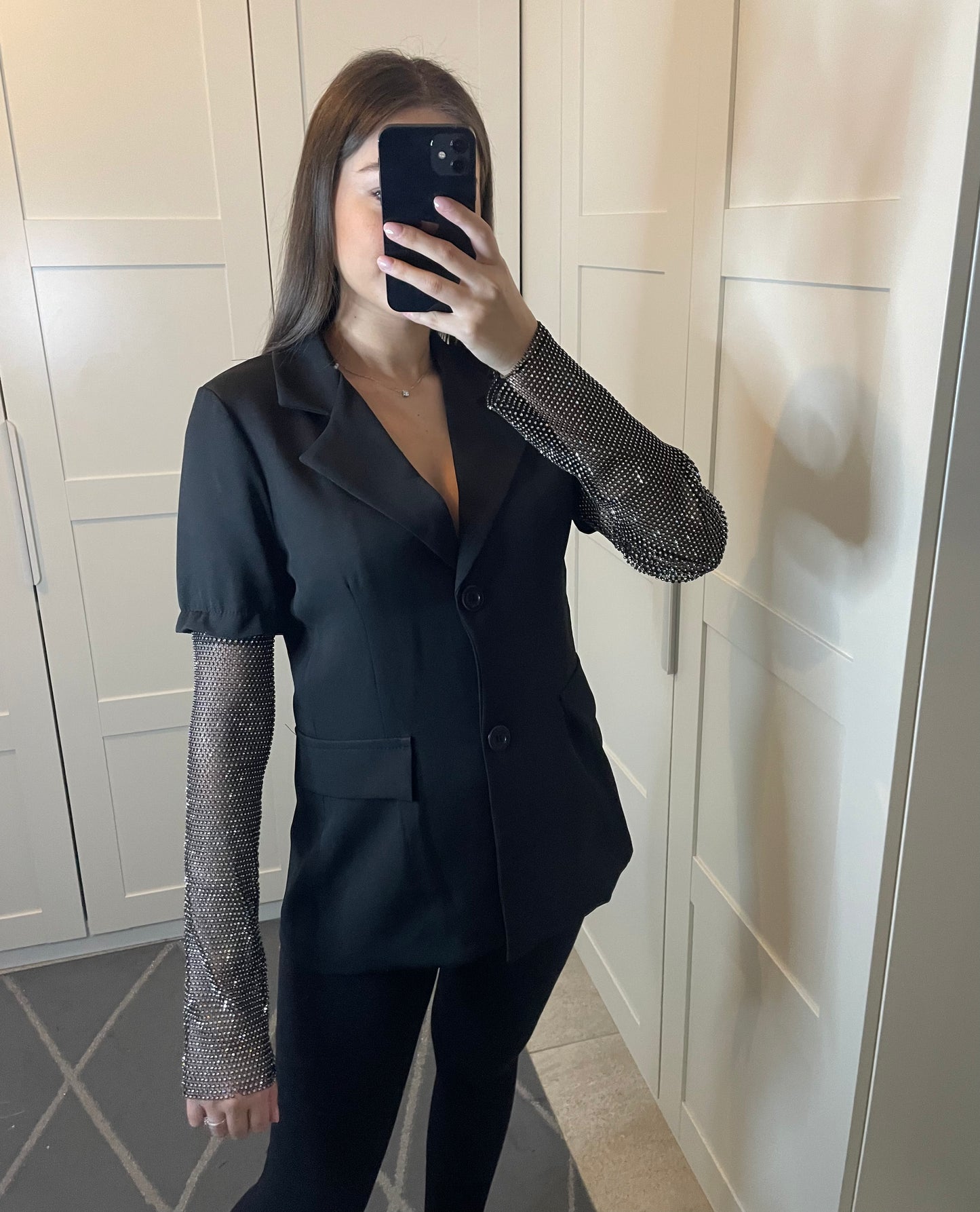 Blazer manches à strass