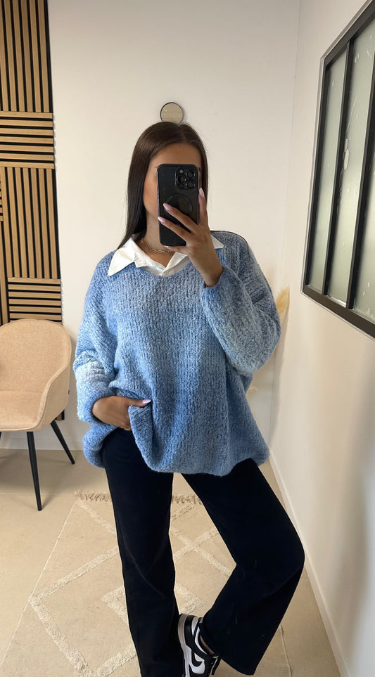 Pull oversize  bleu