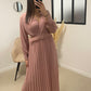 Robe longue plissée rose