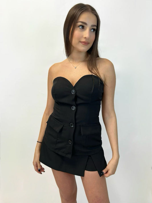 Top bustier noir